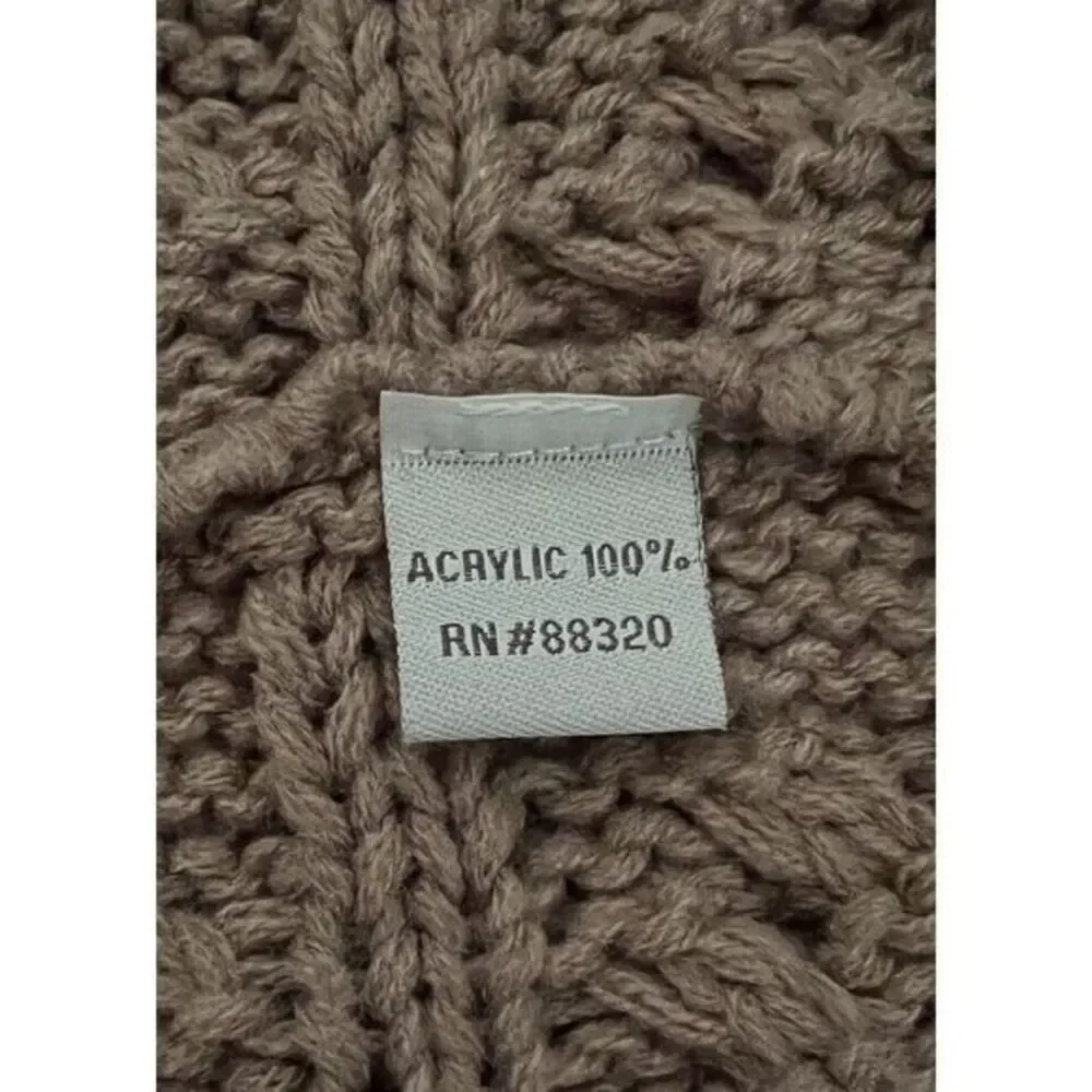 Infinity Scarf‎ Acrylic Tan Beige Women's One Size Knitted Winter Warm Toboggan